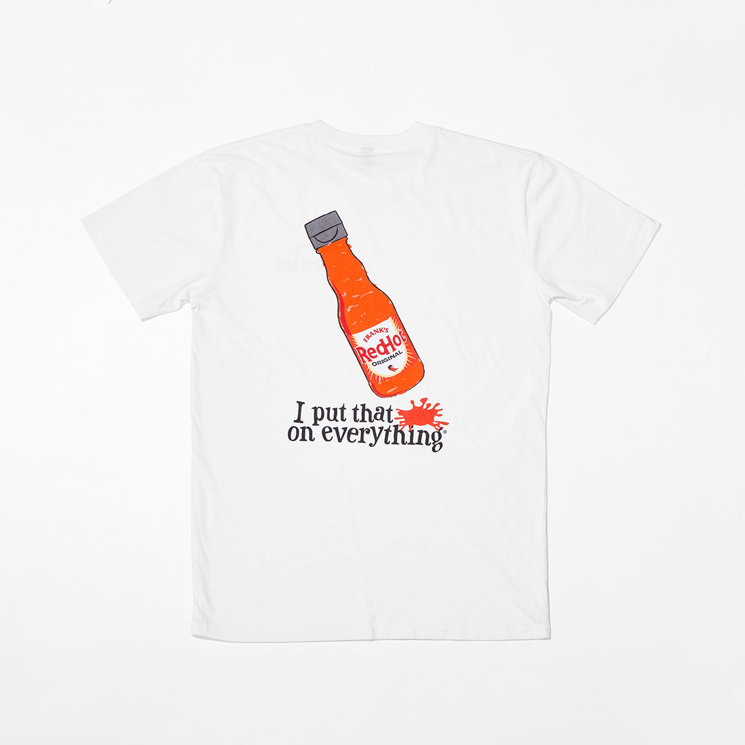 FRANK'S REDHOT #IPTSOE WHITE T-SHIRT