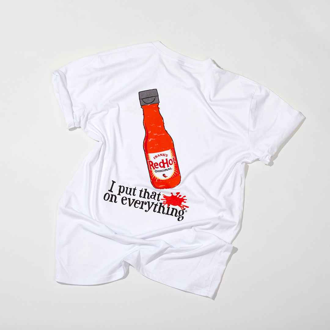 FRANK'S REDHOT #IPTSOE WHITE T-SHIRT