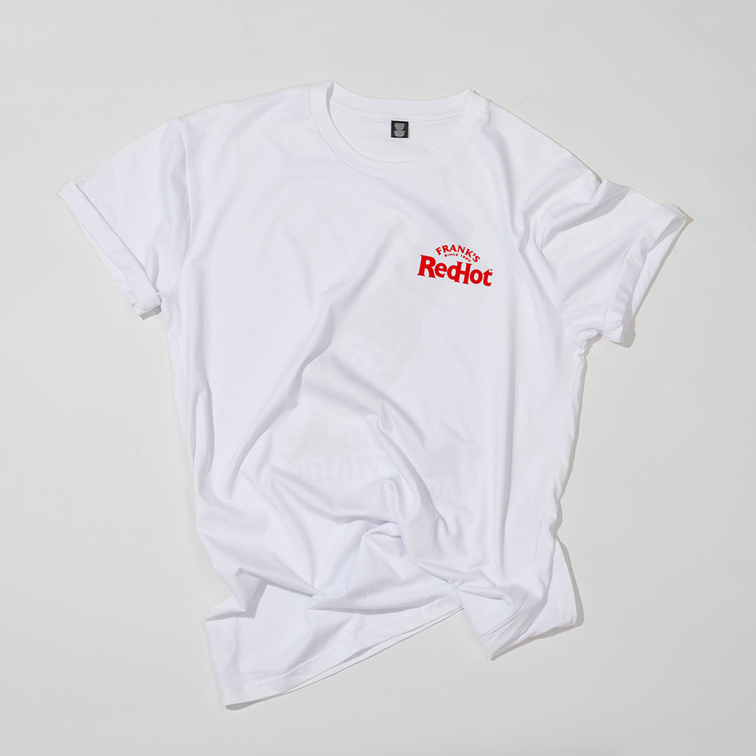 FRANK'S REDHOT #IPTSOE WHITE T-SHIRT