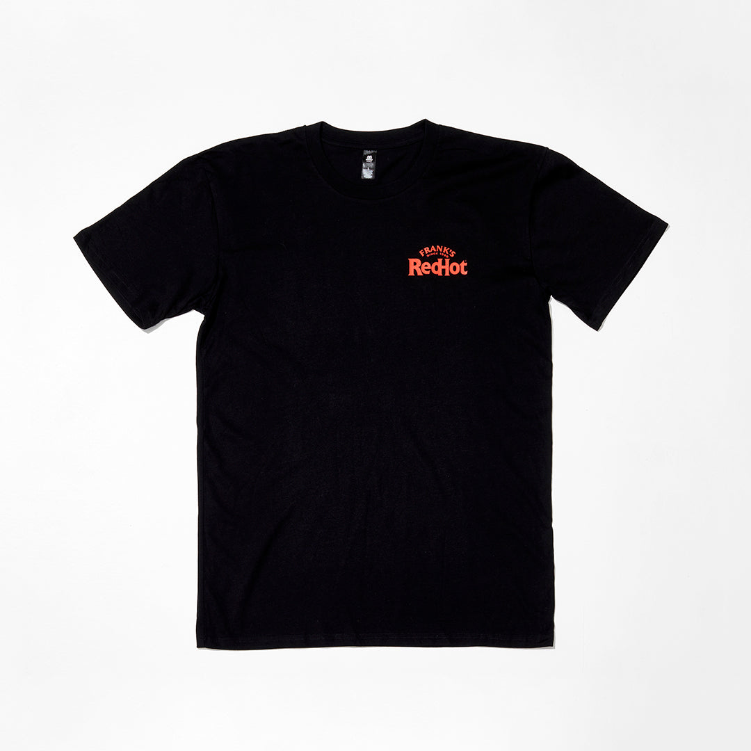 FRANK'S REDHOT #IPTSOE BLACK T-SHIRT