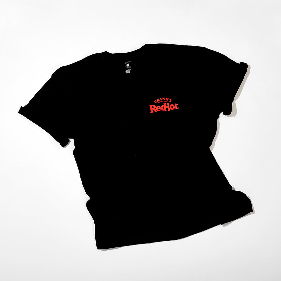 FRANK'S REDHOT #IPTSOE BLACK T-SHIRT